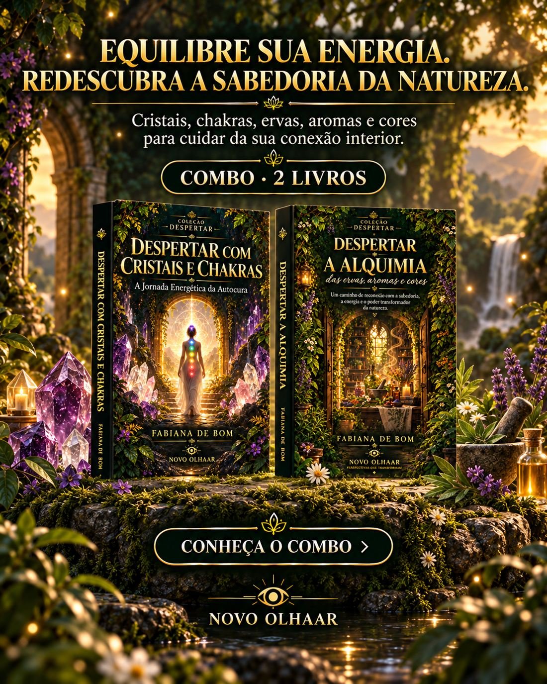 Combo Cristais e Chakras + Alquimia das Ervas, Aromas e Cores — Coleção Despertar